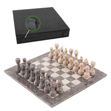 Load image into Gallery viewer, 38cm Chess Set With Storage Box -  Oceanic & Travertine