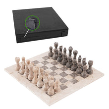 Load image into Gallery viewer, 38cm Chess Set With Storage Box - Travertine & Oceanic