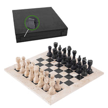 Load image into Gallery viewer, 38cm Chess Set With Storage Box - Travertine & Black