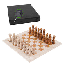 Load image into Gallery viewer, 38cm Chess Set With Storage Box - Travertine & Red