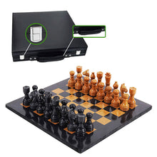 Load image into Gallery viewer, Marble 38cm Chess Set - Black & Golden
