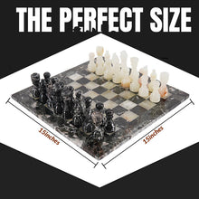 Load image into Gallery viewer, 38cm Chess Set - Black Zebra & White Onyx
