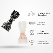 Load image into Gallery viewer, 38cm Chess Set - Black Zebra & White Onyx