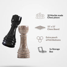 Load image into Gallery viewer, Marble 30cm Chess Set - Black & Oceanic