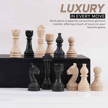 Load image into Gallery viewer, 38cm Chess Set With Storage Box - Black & Travertine