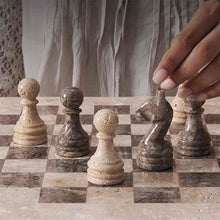 Load image into Gallery viewer, 38cm Chess Set With Storage Box - Travertine & Oceanic