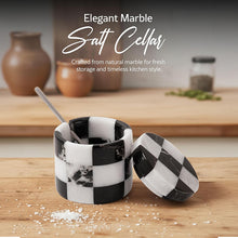 Load image into Gallery viewer, Salt Cellar with Spoon - Checkers Design