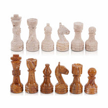 Load image into Gallery viewer, Chess Figures - Travertine and Red