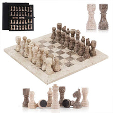 Load image into Gallery viewer, 30cm Chess Set With Storage Box - Travertine & Oceanic