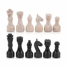 Load image into Gallery viewer, Chess Figures - Travertine and Black