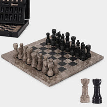 Load image into Gallery viewer, Marble 25cm Chess Set Oceanic & Black