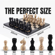 Load image into Gallery viewer, Marble 30cm Chess Set - Black & Coral