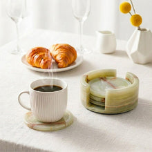 Load image into Gallery viewer, Round Coaster Set With Holder - Set of 4