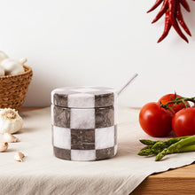 Load image into Gallery viewer, Salt Cellar with Spoon - Checkers Design