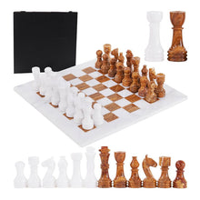 Load image into Gallery viewer, Marble 38cm Chess Set With Storage Box - White & Red