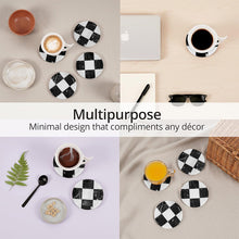 Load image into Gallery viewer, Round Coaster Plates Set of 4 - Checkers Design