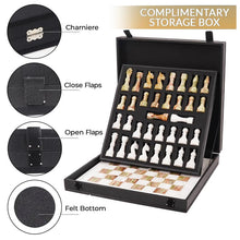 Load image into Gallery viewer, 38cm Chess Set With Storage Box - White & Green Onyx