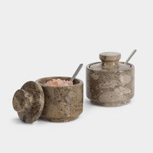 Load image into Gallery viewer, Handcrafted Marble Salt Cellar Set Of 2 With Spoons