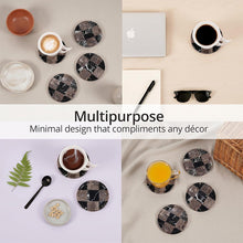 Load image into Gallery viewer, Round Coaster Plates Set of 4 - Checkers Design