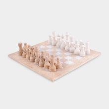 Load image into Gallery viewer, 38cm Chess Set With Storage Box - Travertine & White