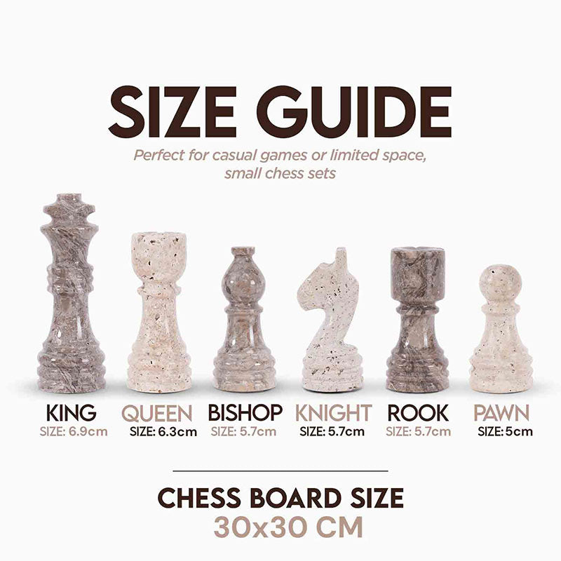 30cm Chess Set With Storage Box - Oceanic & Travertine – Marbliss Homewares