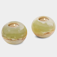 Load image into Gallery viewer, Marble Tea Light Candle Holder Set of 2 - Green