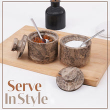 Load image into Gallery viewer, Handcrafted Marble Salt Cellar Set Of 2 With Spoons
