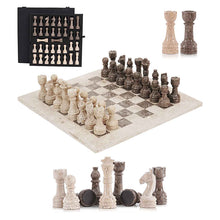 Load image into Gallery viewer, 38cm Chess Set With Storage Box - Travertine & Oceanic