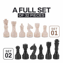 Load image into Gallery viewer, Chess Figures - Travertine and Black