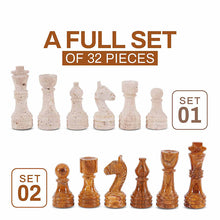 Load image into Gallery viewer, Chess Figures - Travertine and Red