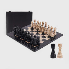 Load image into Gallery viewer, Marble 38cm Chess Set - Black & Coral