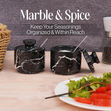 Load image into Gallery viewer, Handcrafted Marble Salt Cellar Set Of 2 With Spoons