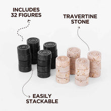 Load image into Gallery viewer, Checkers Figures - Black & Travertine
