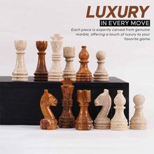 Load image into Gallery viewer, 38cm Chess Set With Storage Box - Travertine & Red