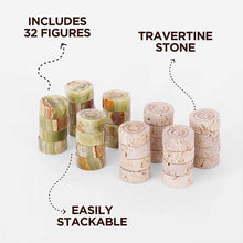 Load image into Gallery viewer, Checkers Figures - Green & Travertine