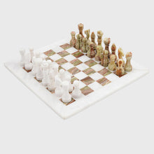 Load image into Gallery viewer, 38cm Chess Set With Storage Box - White & Green Onyx