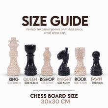 Load image into Gallery viewer, 30cm Chess Set With Storage Box - Travertine & Black