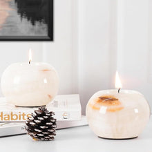Load image into Gallery viewer, Marble Tea Light Candle Holder Set of 2 - White Onyx