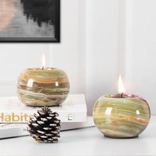 Load image into Gallery viewer, Marble Tea Light Candle Holder Set of 2 - Green