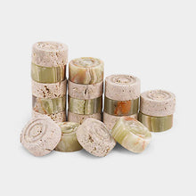 Load image into Gallery viewer, Checkers Figures - Green & Travertine