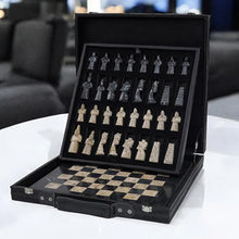 Load image into Gallery viewer, Marble Elite 38cm Black & Coral Chess Set