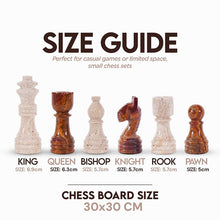 Load image into Gallery viewer, 30cm Chess Set With Storage Box - Travertine & Red