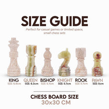 Load image into Gallery viewer, 30cm Chess Set With Storage Box - Travertine & Green