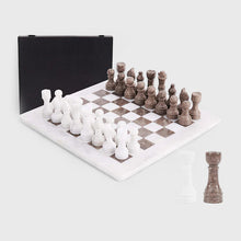 Load image into Gallery viewer, Marble 38cm Chess Set - White & Oceanic