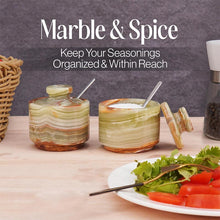 Load image into Gallery viewer, Handcrafted Marble Salt Cellar Set Of 2 With Spoons