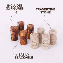 Load image into Gallery viewer, Checkers Figures - Red & Travertine