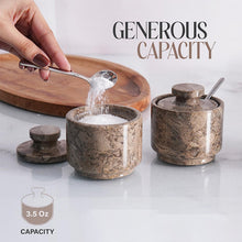 Load image into Gallery viewer, Handcrafted Marble Salt Cellar Set Of 2 With Spoons