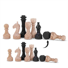 Load image into Gallery viewer, 38cm Chess Set With Storage Box - Travertine & Black