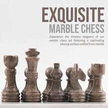 Load image into Gallery viewer, Marble 38cm Chess Set - White & Oceanic