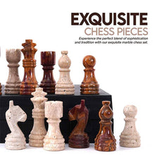 Load image into Gallery viewer, 30cm Chess Set With Storage Box - Travertine & Red